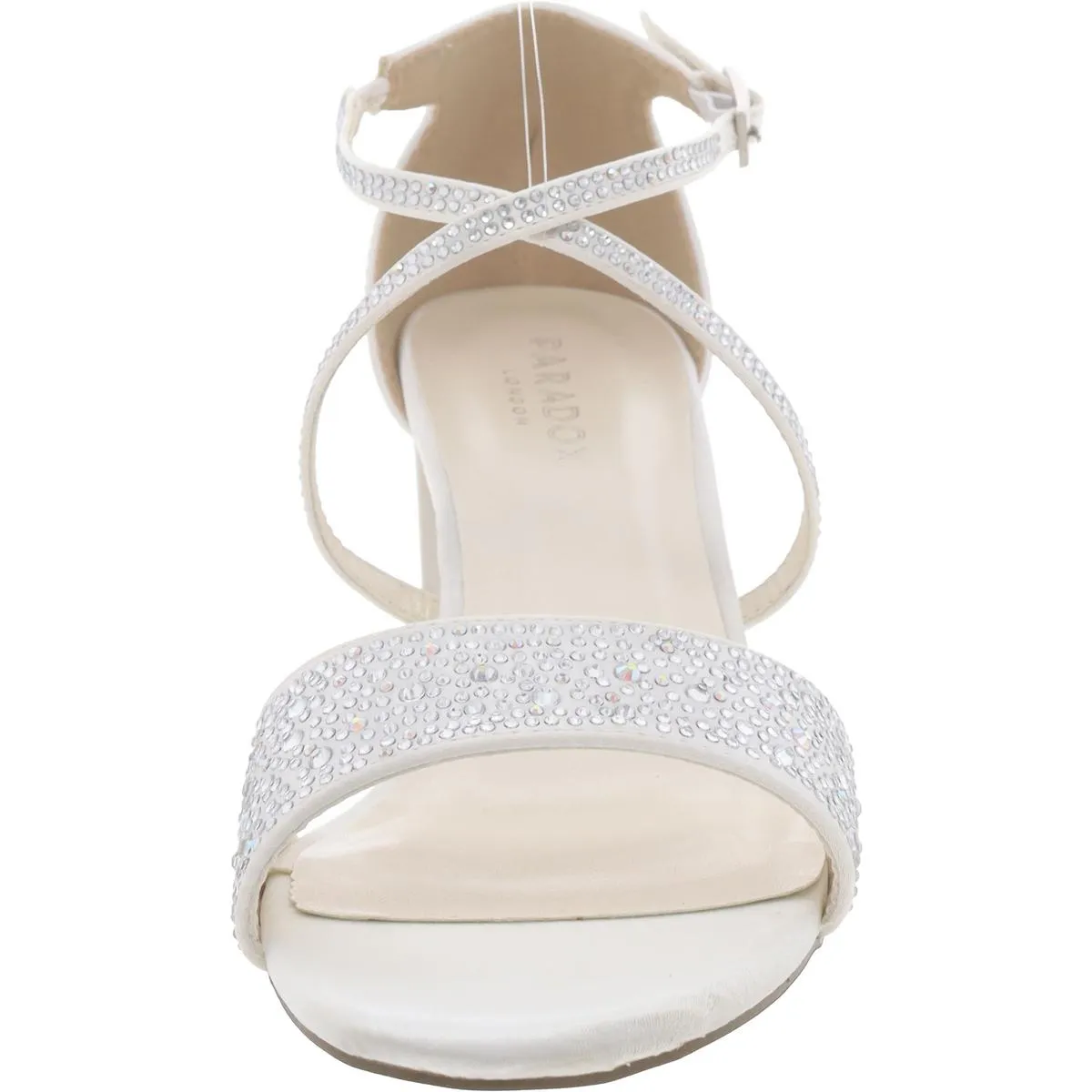 Womens Satin Embellished Block Heel