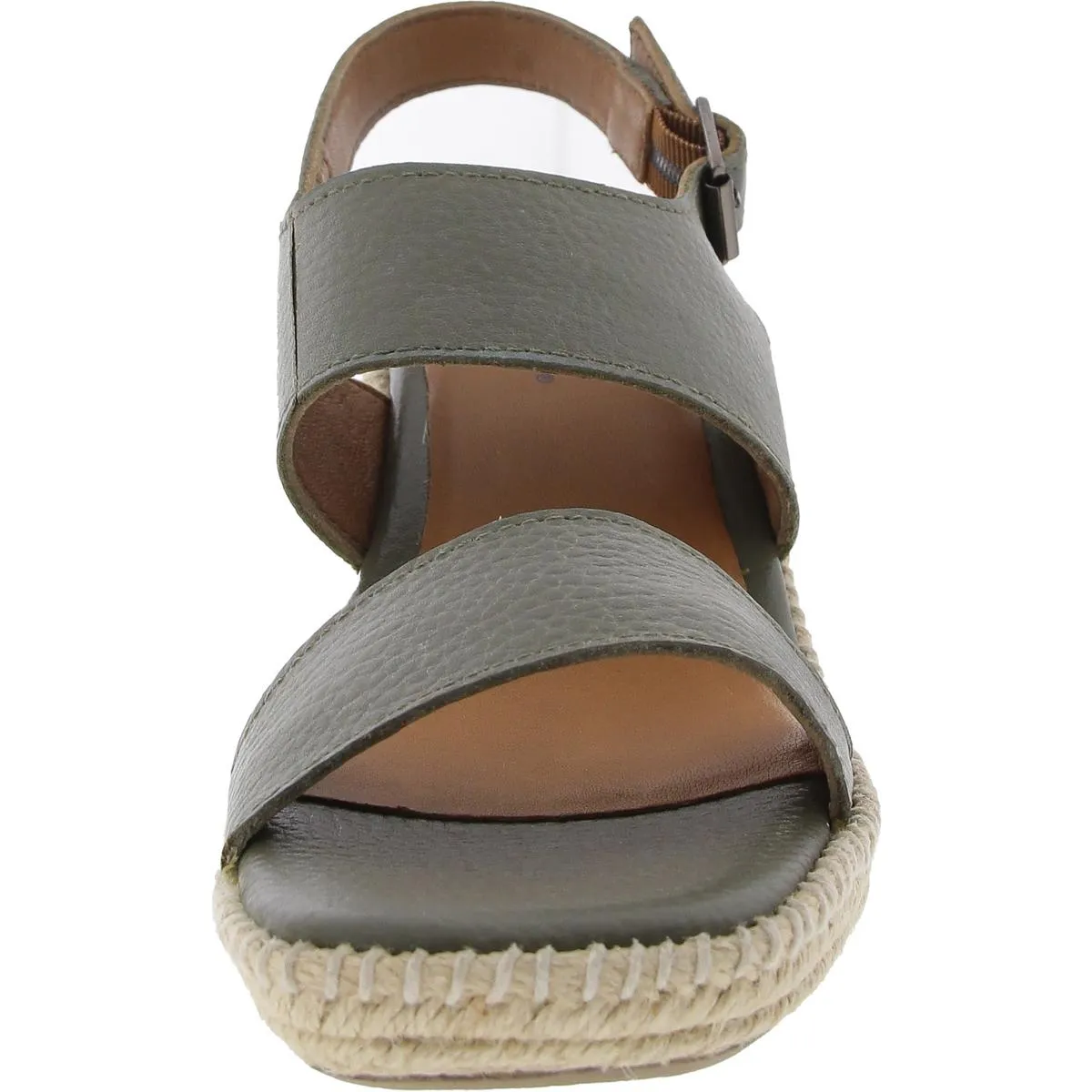 Womens Solid Leather Wedge Sandals