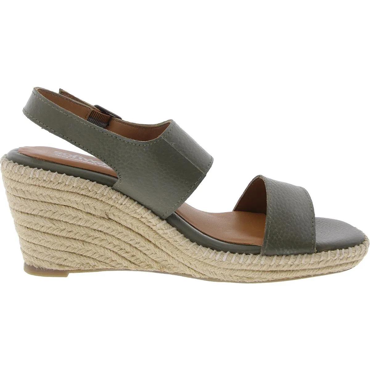 Womens Solid Leather Wedge Sandals