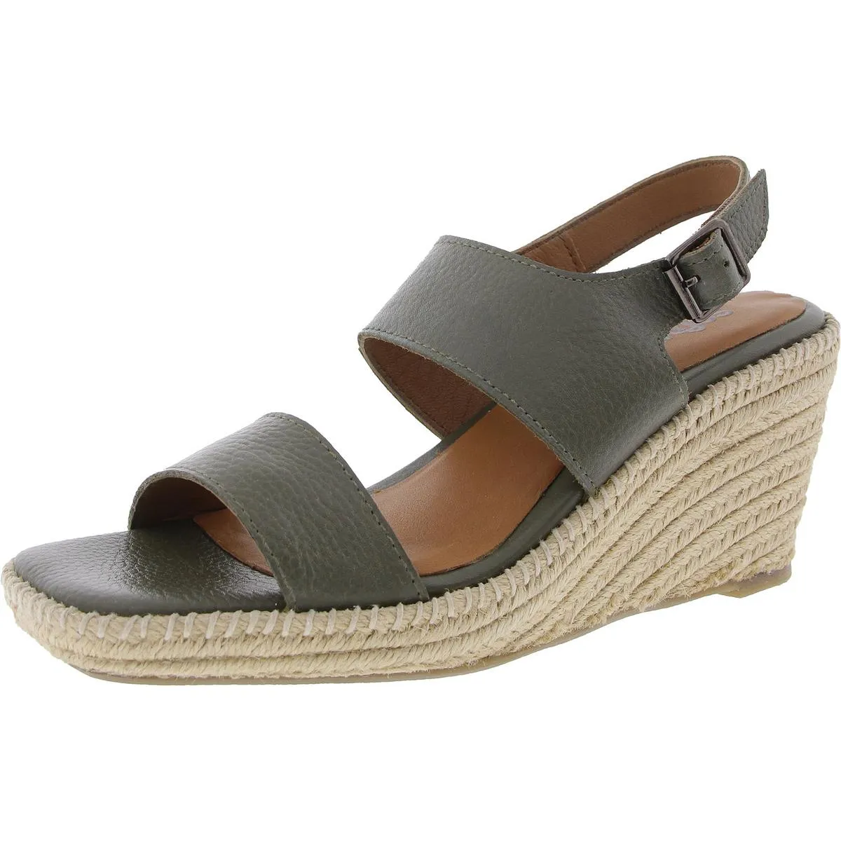 Womens Solid Leather Wedge Sandals