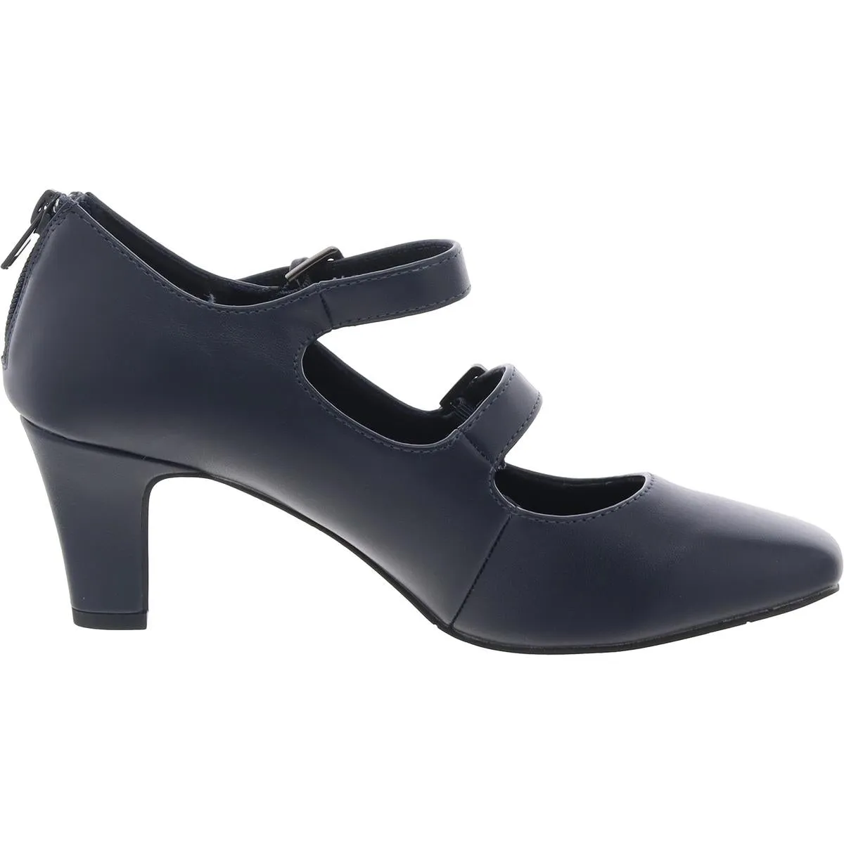 Womens Strappy Faux Leather Kitten Heels
