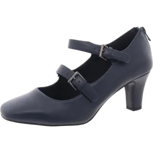 Womens Strappy Faux Leather Kitten Heels