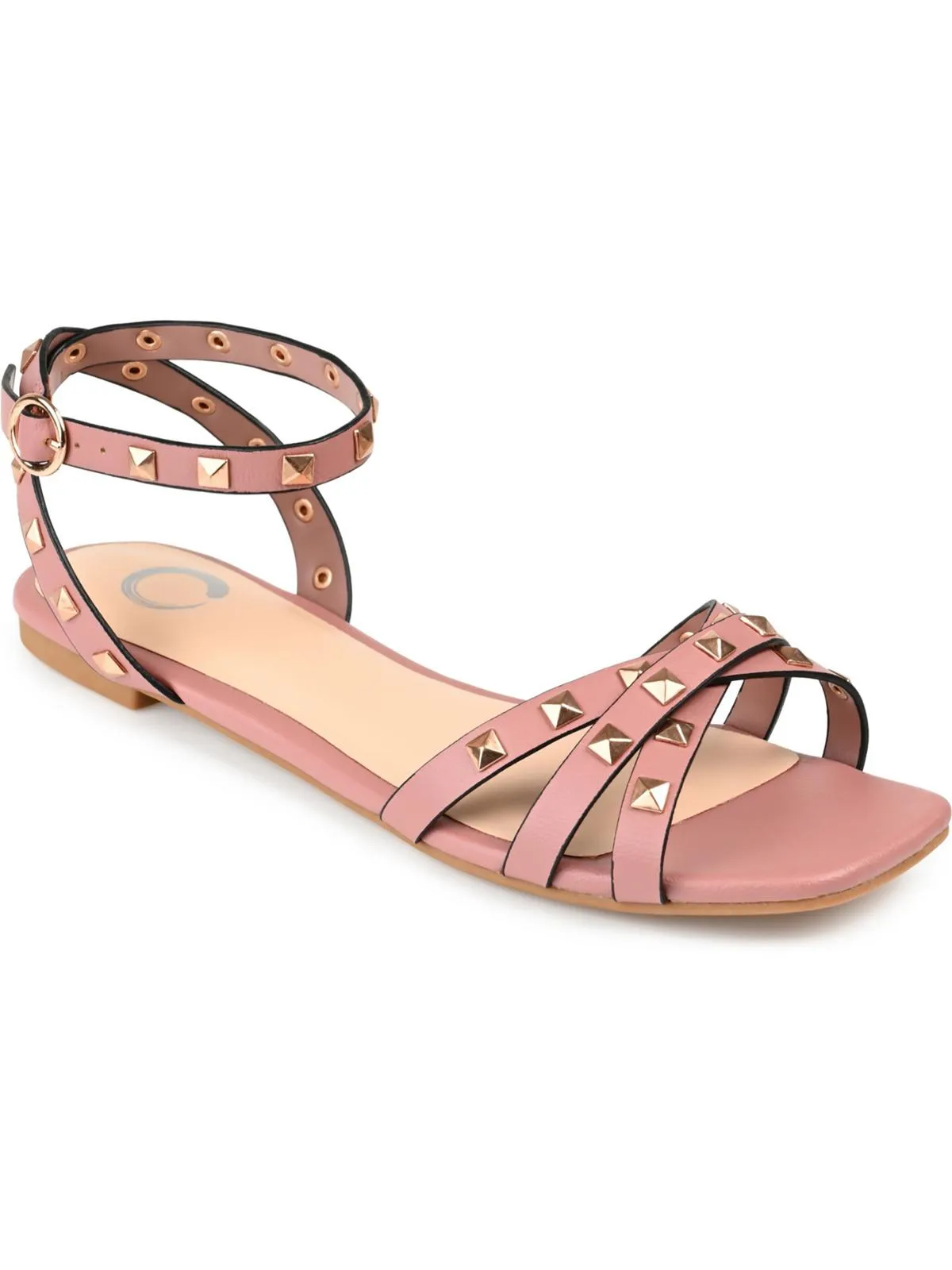 Womens Studded Faux Leather Ankle Strap