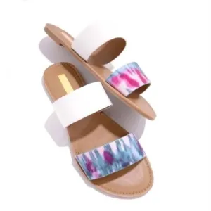 Women's Two Strap Tye Dyed Sandals In Blue/fushia