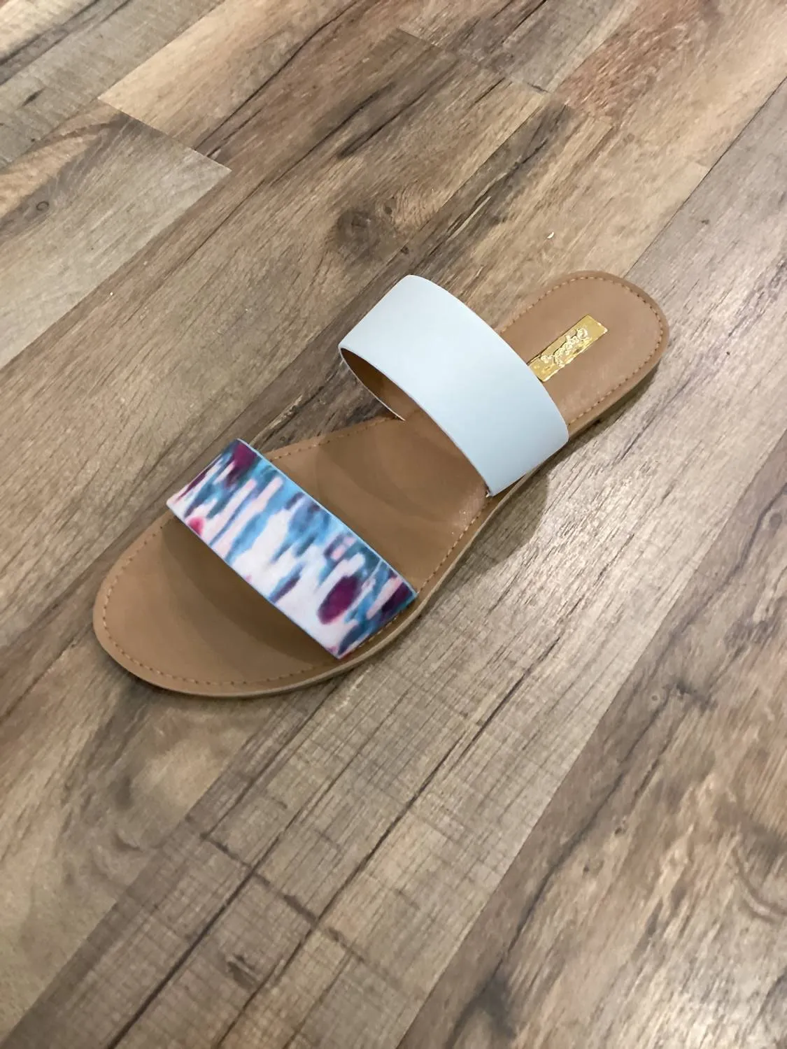 Women's Two Strap Tye Dyed Sandals In Blue/fushia