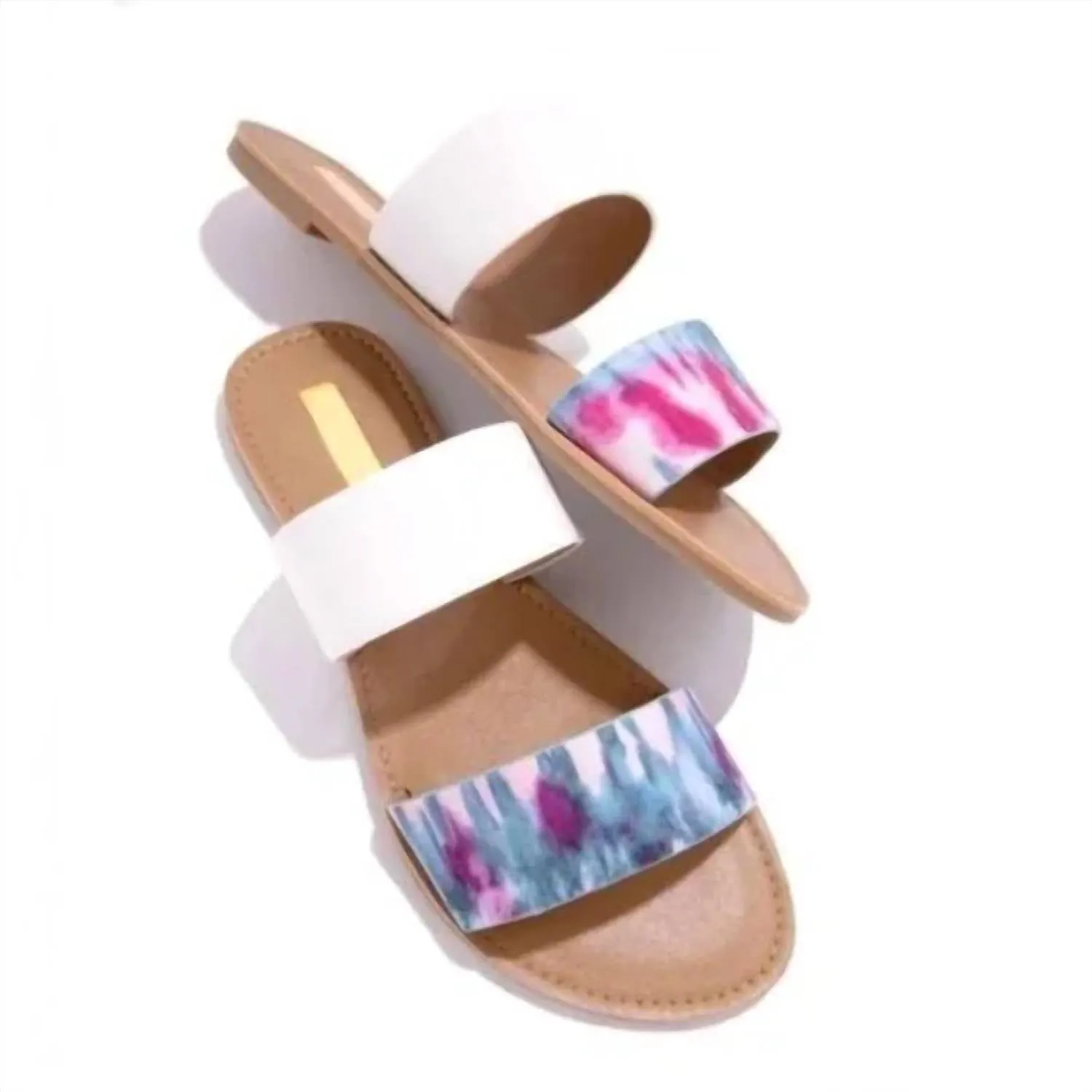 Women's Two Strap Tye Dyed Sandals In Blue/fushia