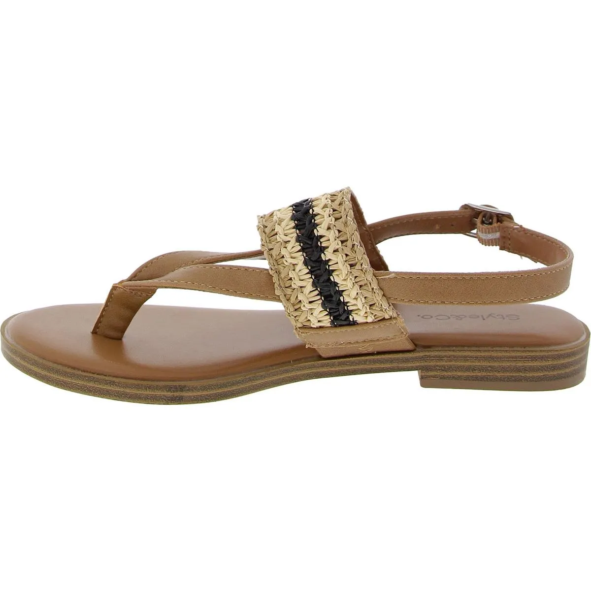 Womens Woven Faux Leather Ankle Strap