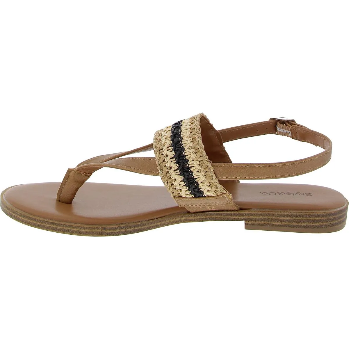 Womens Woven Faux Leather Ankle Strap