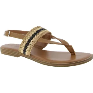 Womens Woven Faux Leather Ankle Strap