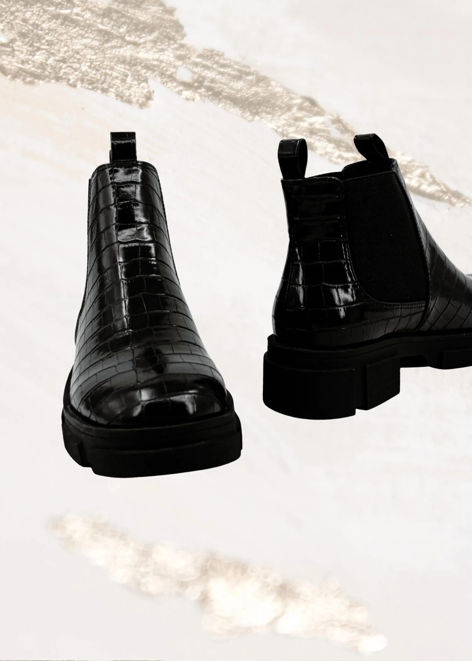 Women's Yohana Croc Combat Boot In Black