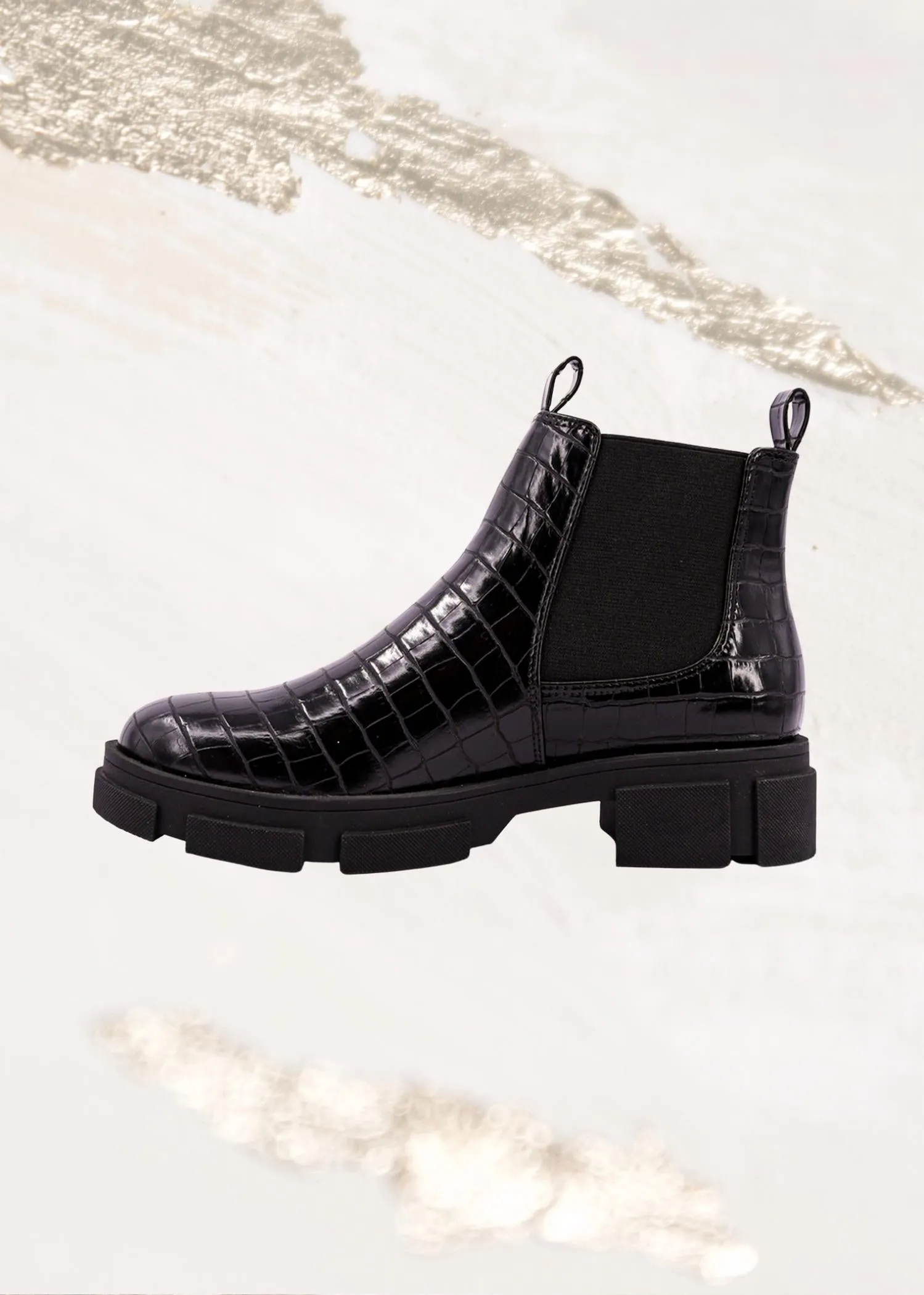 Women's Yohana Croc Combat Boot In Black