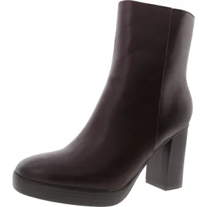 Womens Zipper Faux Leather Mid-Calf Boots