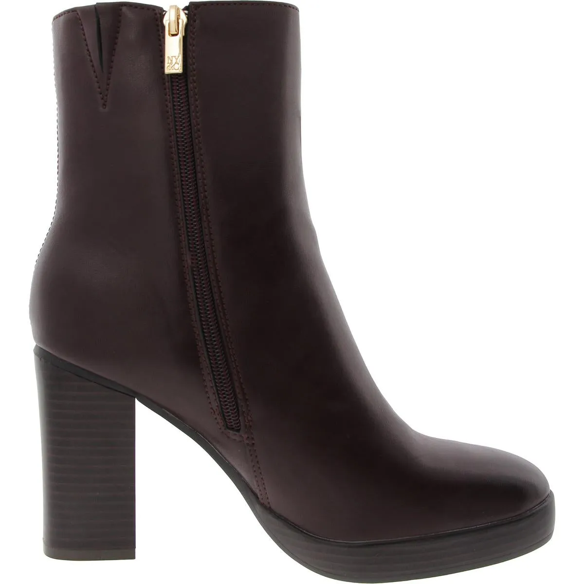 Womens Zipper Faux Leather Mid-Calf Boots