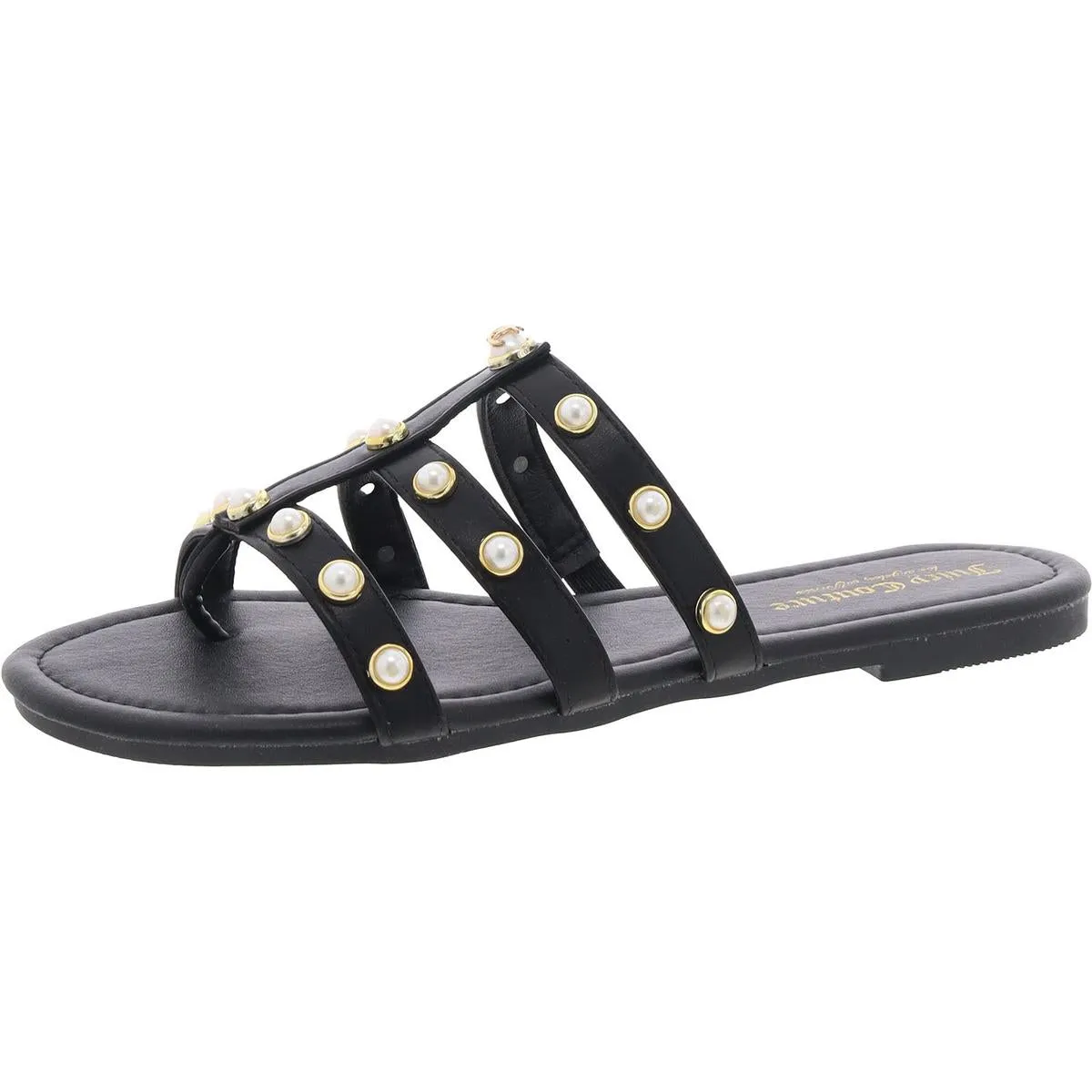 Zallymae Womens Embellished Slip On Slide Sandals